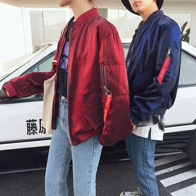 

Shine Bright Bomber Jacket Men Women Thin Oversized Fashion Coat Long Sleeve Outerwear College Male Female Spring Autumn Clothes