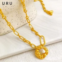 fashion jewelry geometric pendant necklace popular style one layer thick plated golden plating metal chain necklace women gifts