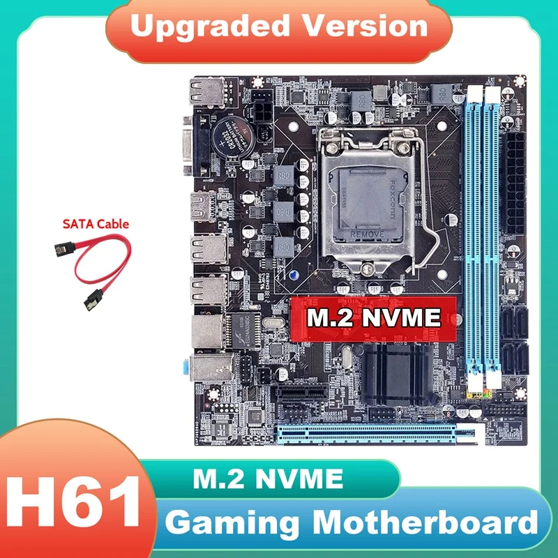 

H61 Motherboard+SATA Cable LGA1155 M.2 NVME Support 2XDDR3 RAM PCIE 16X For Office For PUBG CF LOL Gaming Motherboard