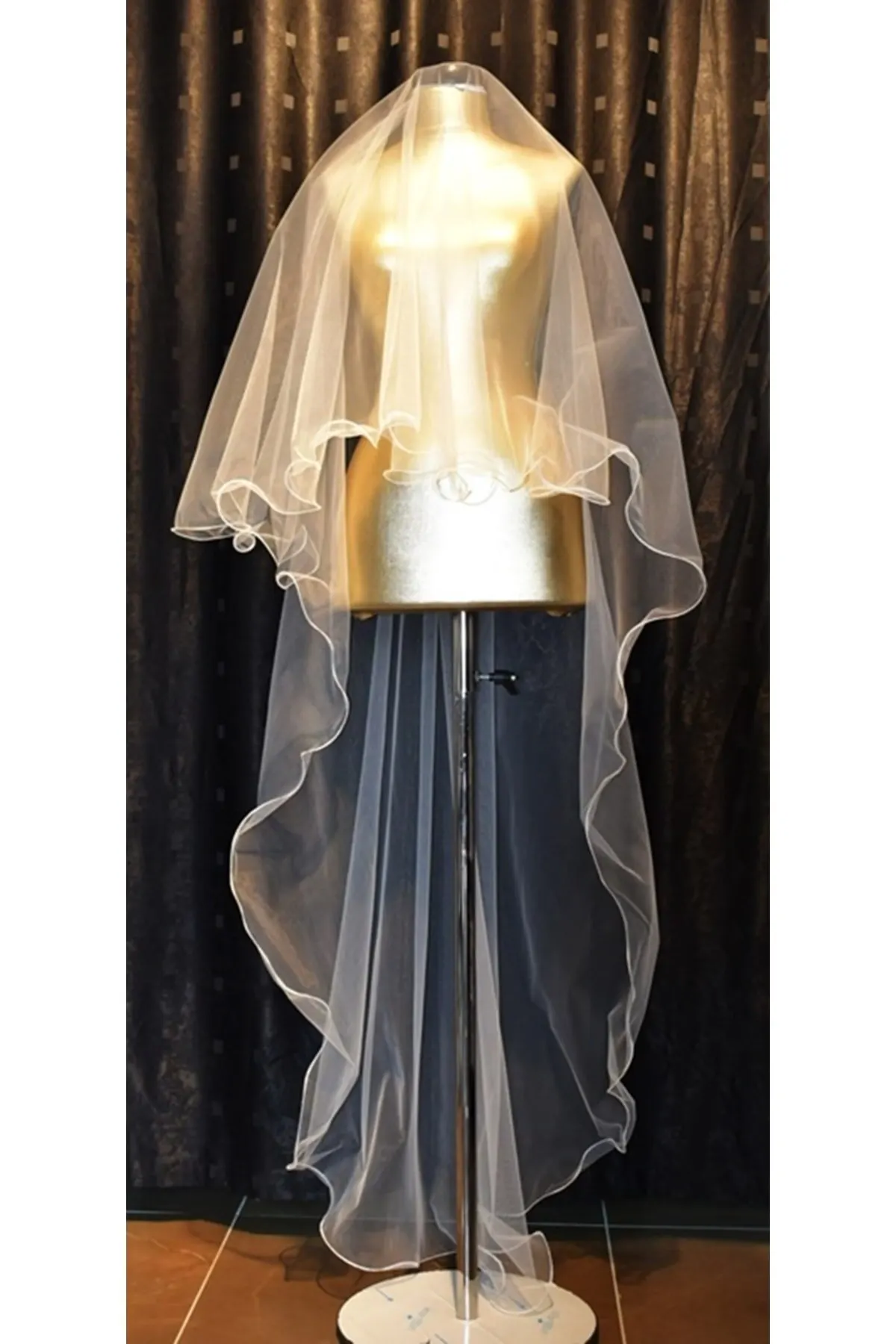 

Bridal Accessories Bridal Veil 2 Layer Long Solid 170 Cm Short Floor 60 Cm Wedding Dress And Wedding Veil Off-White Scalloped