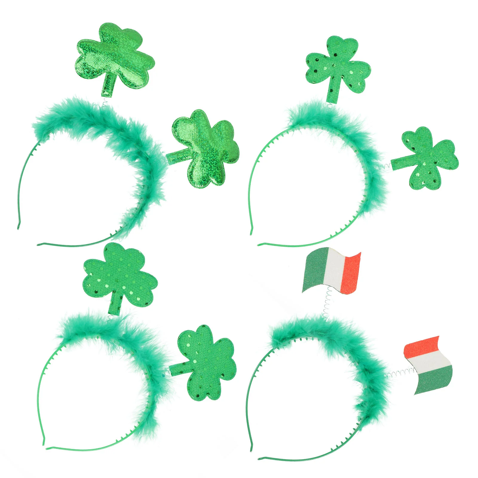 

4Pcs St Patrick's Day Green Shamrock Headbands Festival Accessories