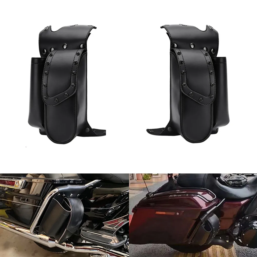 

Moto Accessory Saddlebag Crash Bar Saddle Bag Guard Bag with Waterproof Water Bottle Holder For Harley Road King Electra Glide