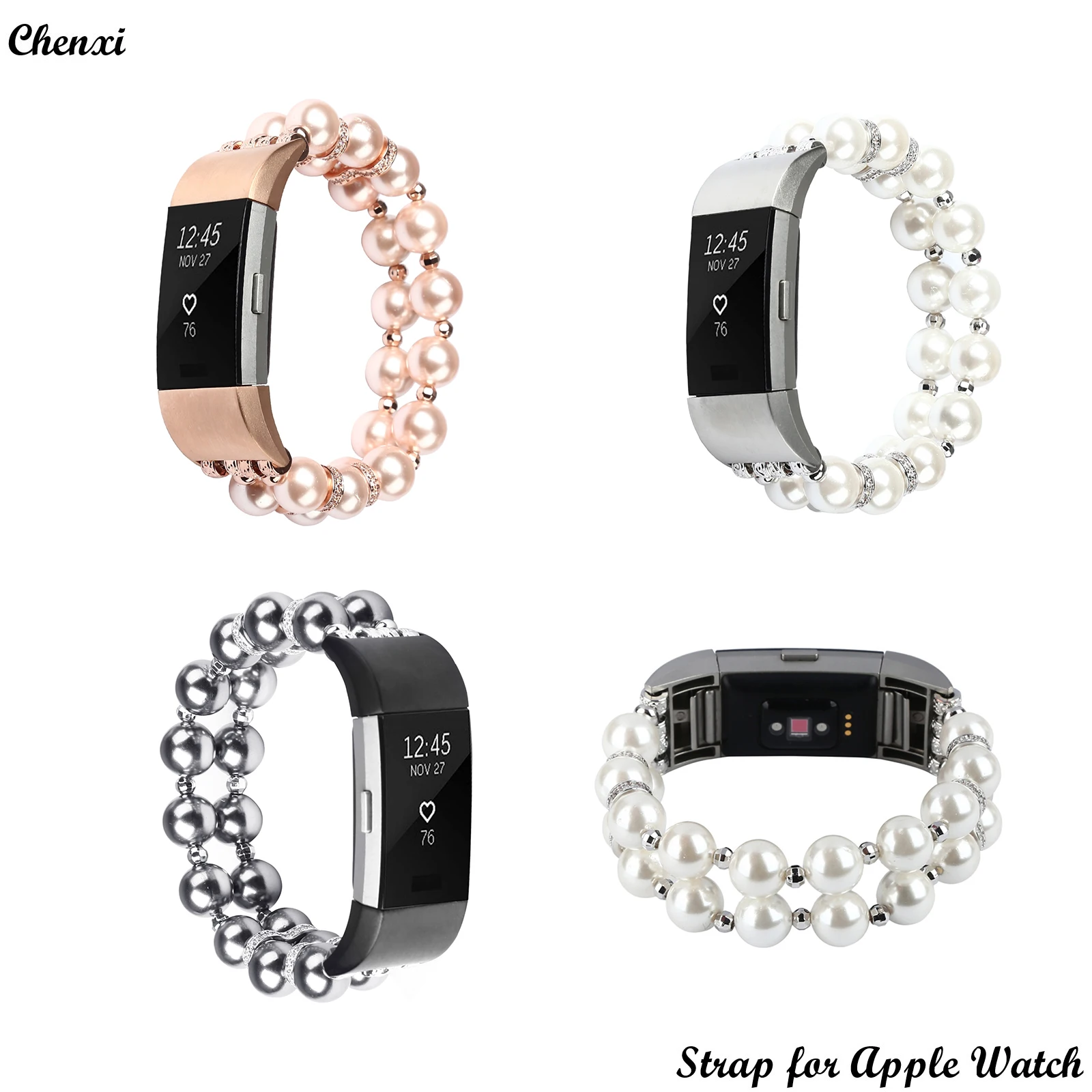 Jewelry strap for Fitbit charge 5 wrist crystal Elastic force chain for Charge 5 ornament stretch women Gentle band