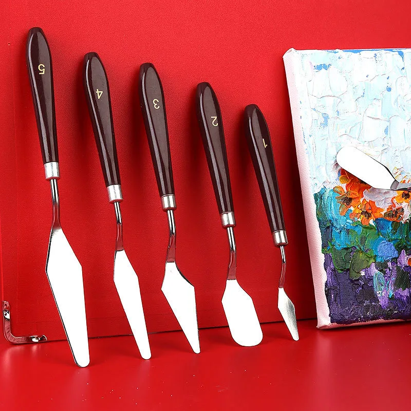 

5pc Stainless Steel Oil Painting Knives 5pcs Artist Crafts Spatula Palette Knife Oil Painting Mixing Knife Scraper Art Tools