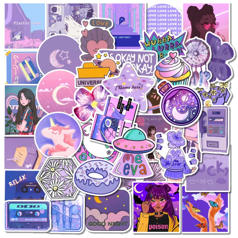 

50Pcs NEW Purple world ins style Adorable girl Stickers For Suitcase Skateboard Laptop Luggage Fridge waterproof stickers