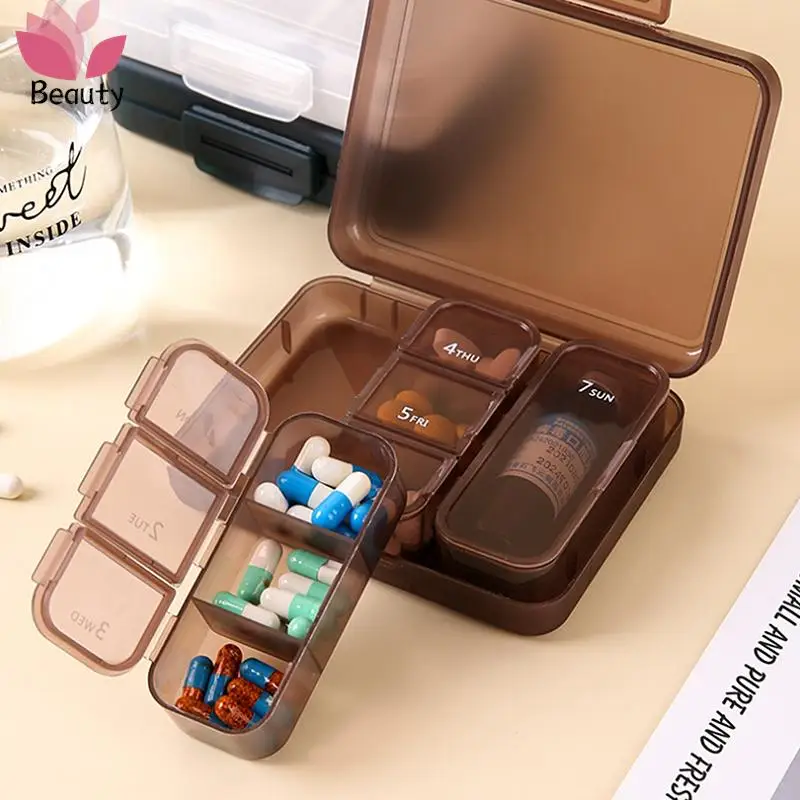 

7 Grids Pill Case Sealed Plastic Medicine Boxes Organizer Portable Travel Weekly 7 Days Tablet Large Capacity Pill Box Holder