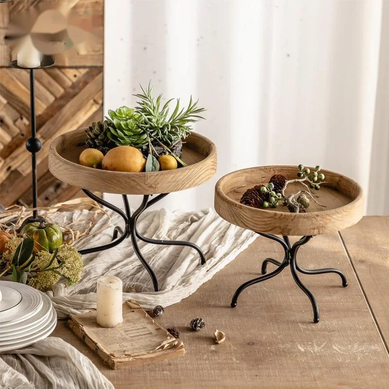 Деревянные полки для хранения во французском ретро-стиле гостиной поднос