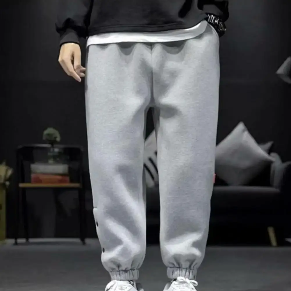 

Male Casual Mid-rise Ankle Tied Trousers Spring Autumn Men Pants Solid Color for Daily Wear