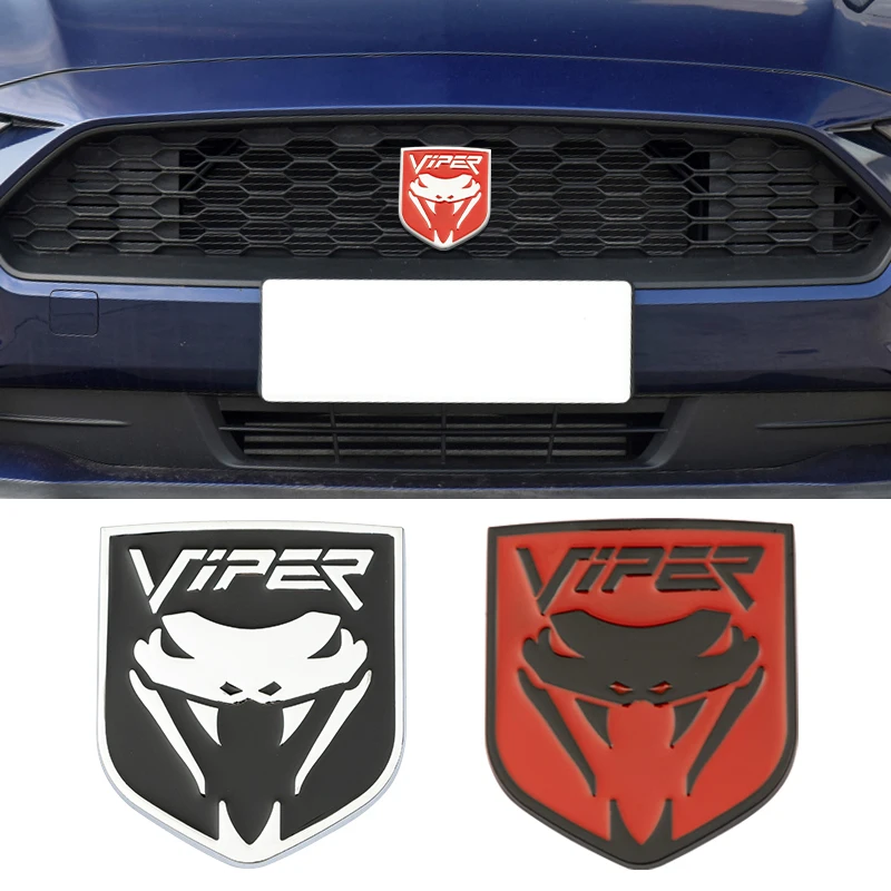 

3D Metal Snake Cobra Viper Badge Emblem Car Stickers Rear Trunk Decal For Ford Mustang Shelby Dodge Charge Jeep Auto Accessories
