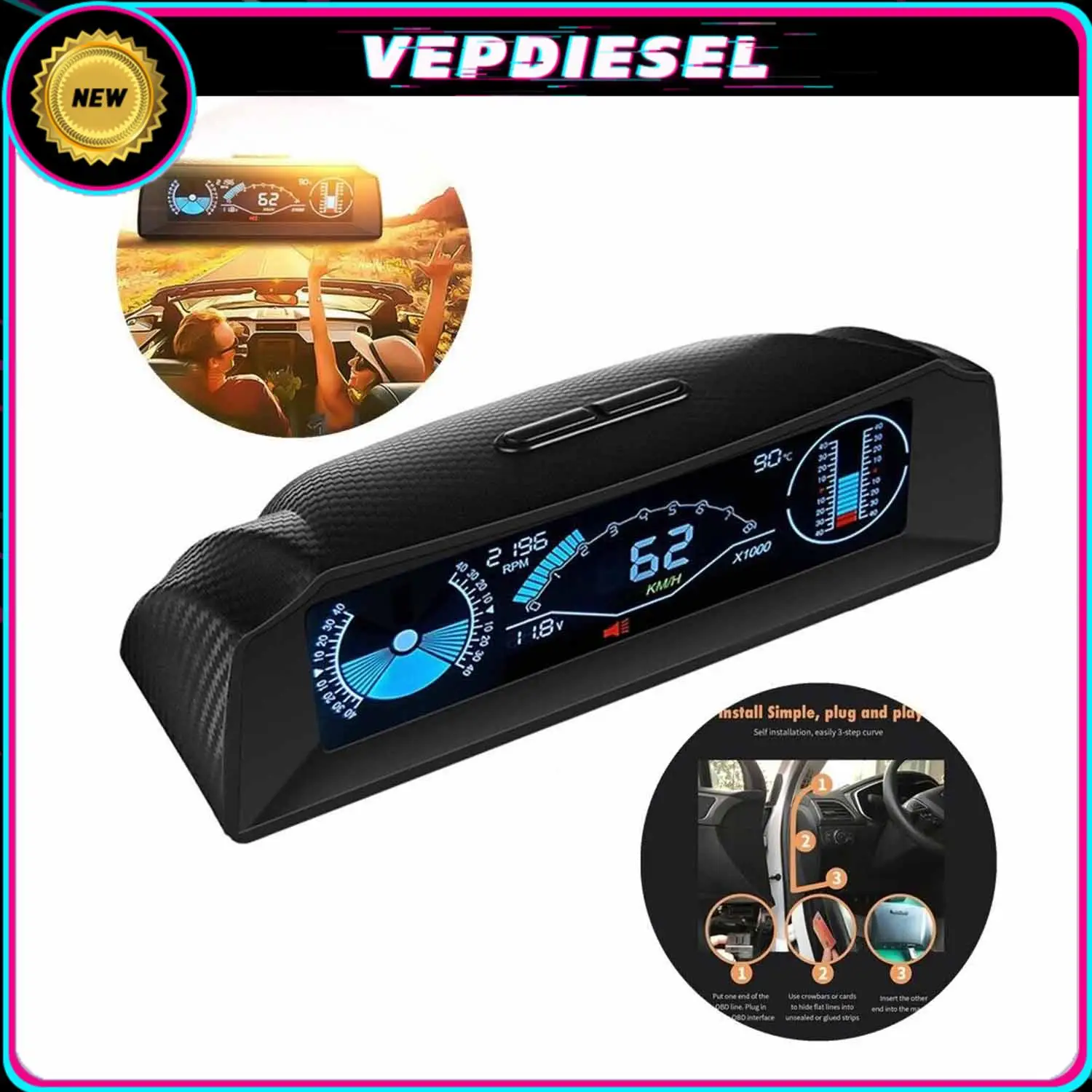 1 шт. автомобильный OBD2 многофункциональный датчик HUD головной-цифровой спидометр