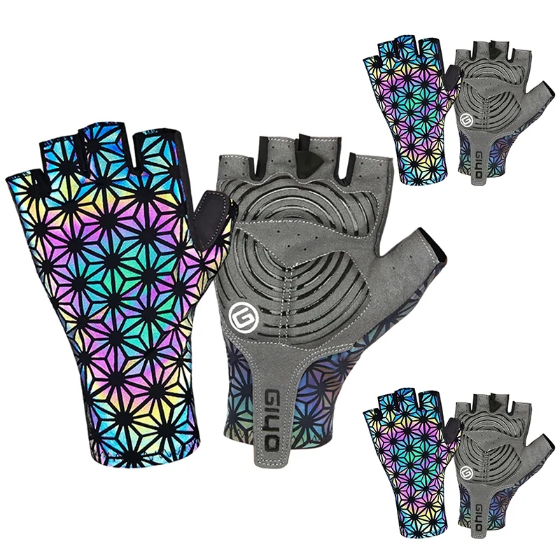 

Giyo Cycling Gloves Luminous Half Finger Bicycle Gloves Outdoor Sport Reflection Motorcycle Short Gloves