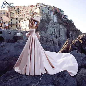 LAYOUT NICEB Vestido De Noiva Baby Pink Wedding Dress 2022 Sweetheart Satin Cathedral Train Dubai Ar