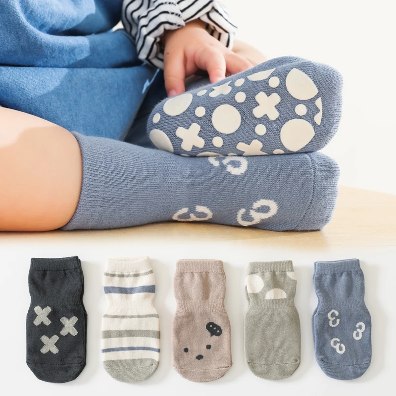

Anti-slip Non Skid Ankle Baby Socks With Rubber Grips Cotton Children Spring Autumn Sock For Boy Girl Toddler Floor Socks