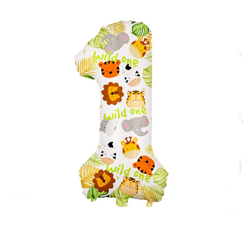 

32 Inch 1 Year Balloon Wild One Birthday Party Balloon Happy 1st Birthday Balon Kids Favor Woodland Animal Birthday Party Decor