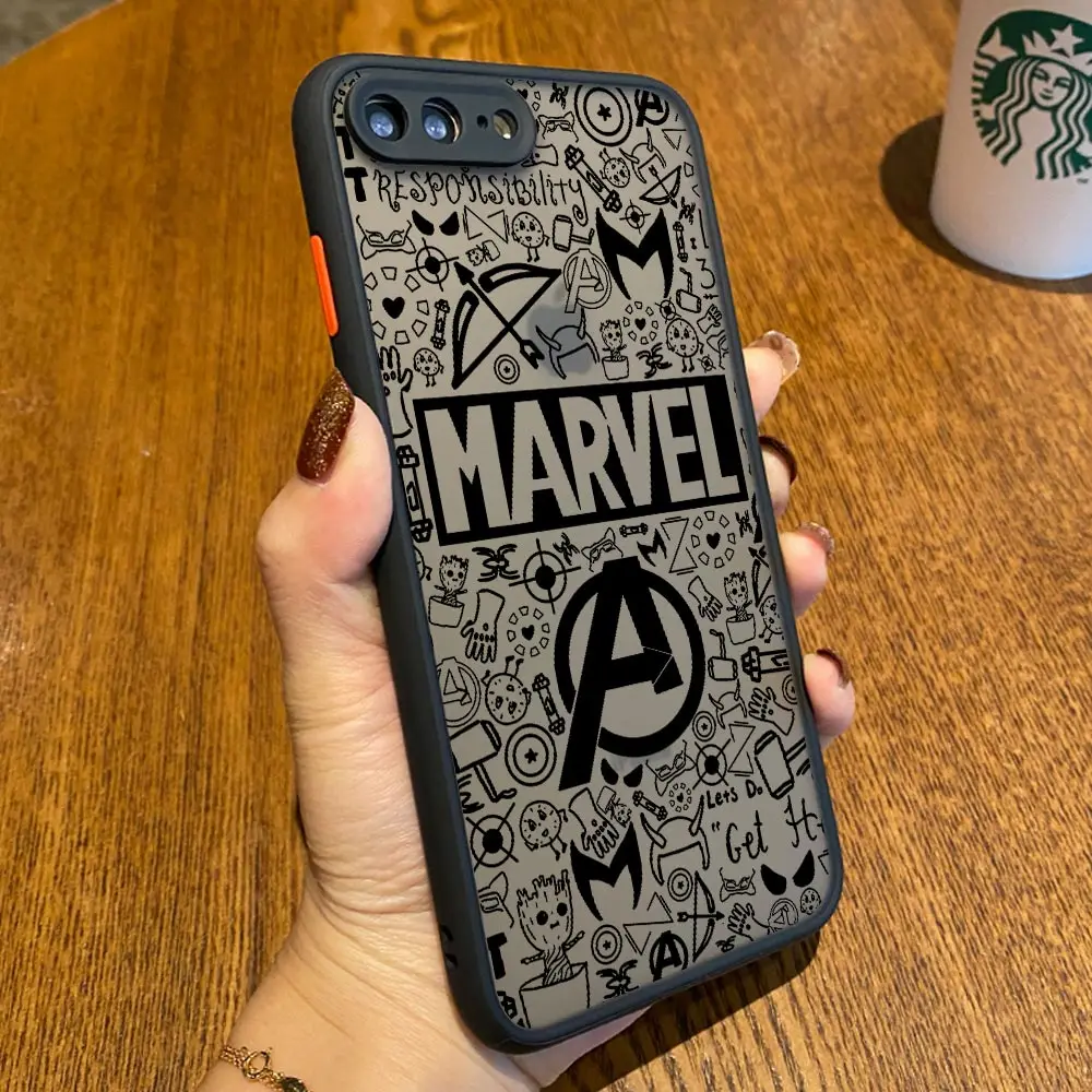 Фото Матовый полупрозрачный чехол Marvel Comics The Avengers для iPhone 17E 17 16 16E 15 14 13 12 11 Pro Max 17 Air 7 8 Plus XS Armor Cover №4