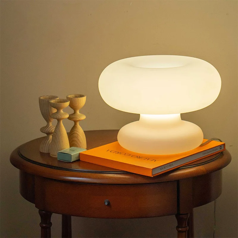Glass Mushroom Table Lamp Vase Circle Led Lamp Eye Protection Mood Light Bedside Lamps for The Bedroom European Style Light C