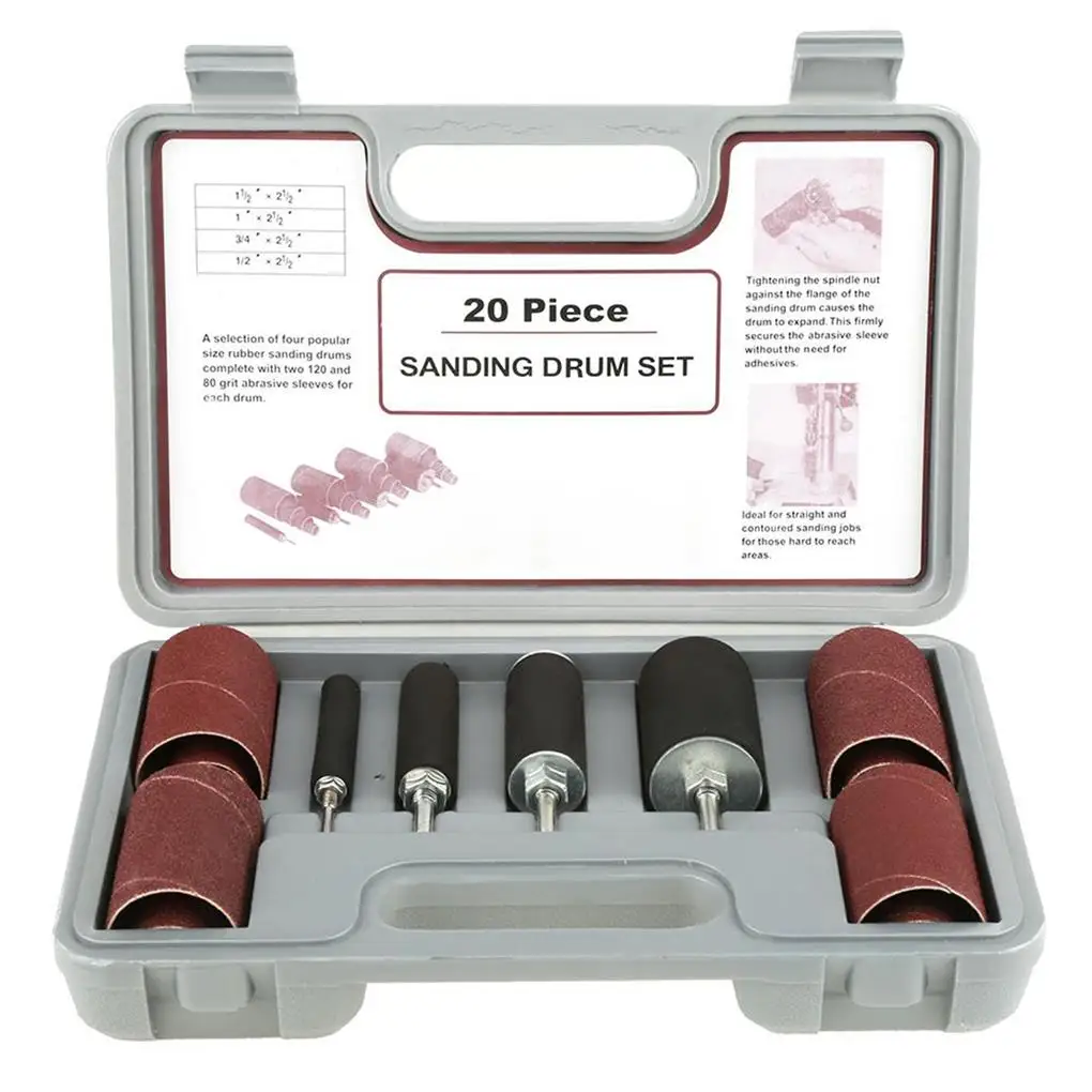 

Drum Sander Sanding Kit Drill Press Fine Workmanship Compact Size Multifunctional Carrying Case Woodwork Supplies