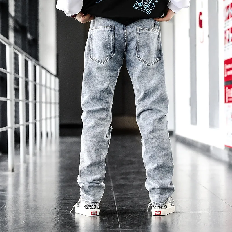 

Denim Jeans 2022 Fashion Men's Trend Korean Slim Printed Trousers Men's Casual Pants Personality All-match Denim Pants For Men