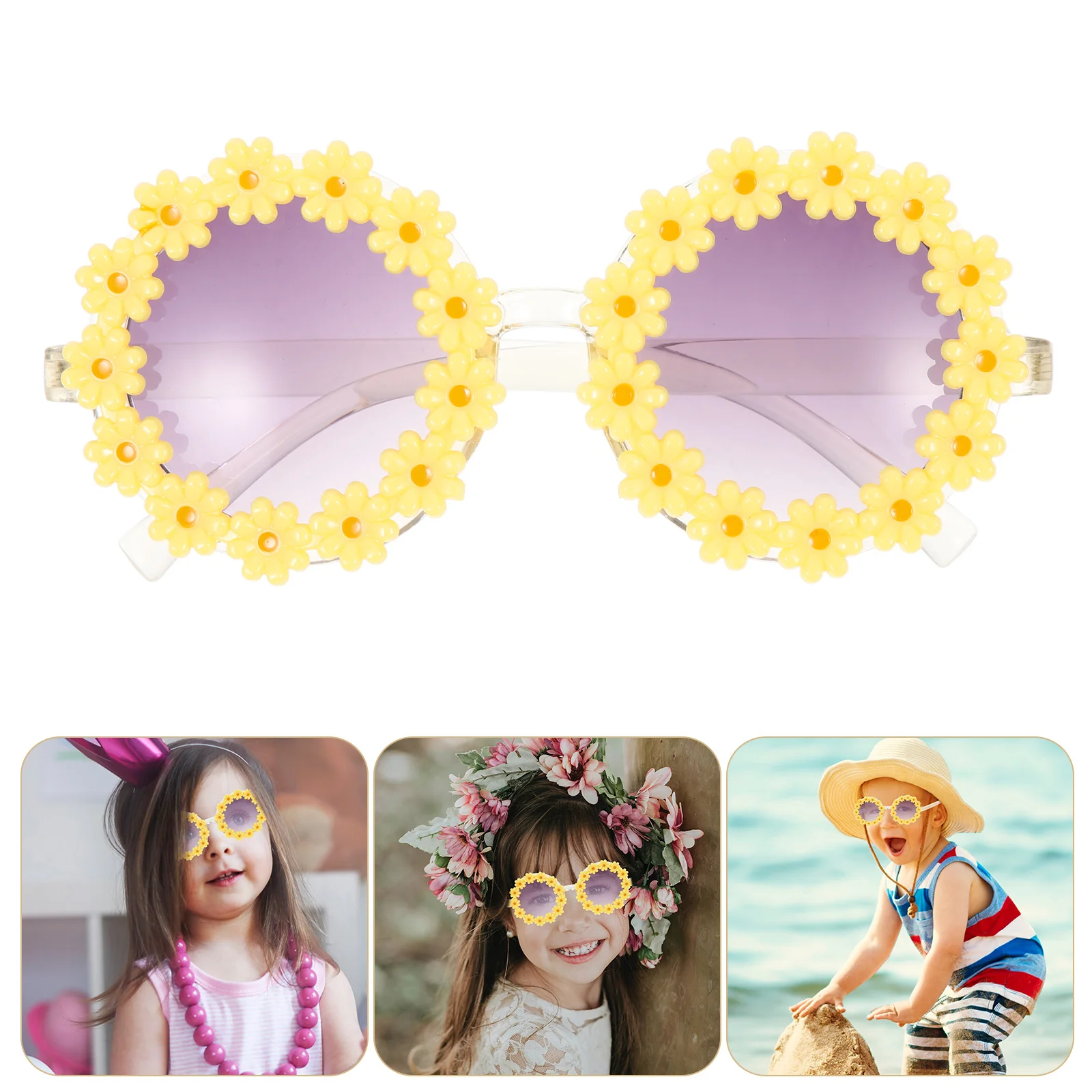 

Daisy Sunglasses Novel Floral Party Sunglasses Daisy Shape Round Glasses Beach Eyewear Sunflower Sunglasses for Toddler (