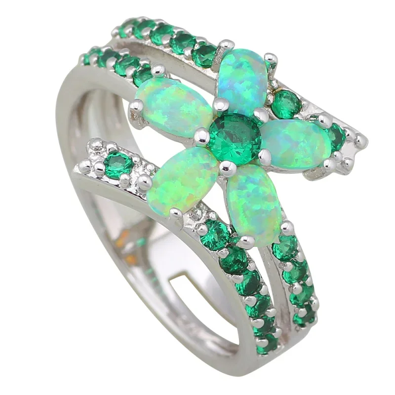 Женское кольцо из латуни с голубым Цирконом