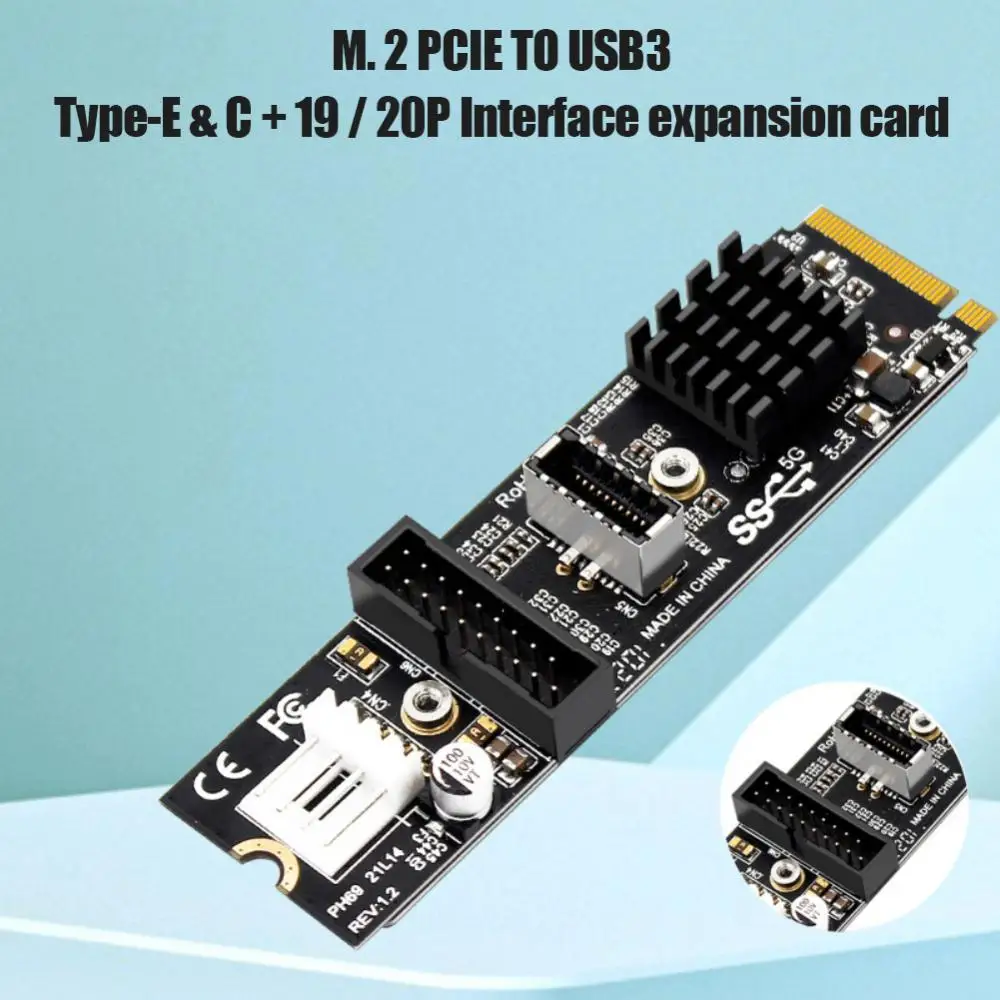 

RYRA M.2 MKEY PCI-E To Front USB 3.1 5Gb Usb C Pci TYPE-C+19/20 PIN Expansion Card M.I E To USB3 Multi-system Compatibility