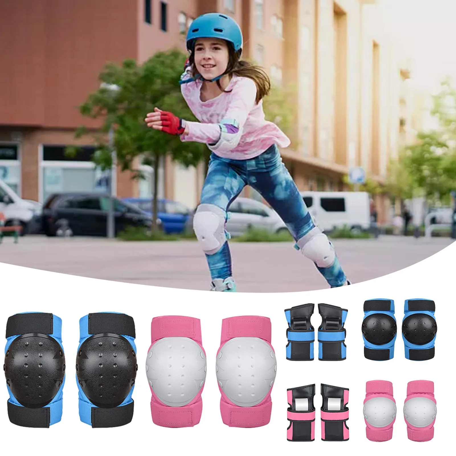 

Комплект защитной одежды для взрослых и детей, наколенники, налокотники, защита запястья для катания на роликах, скейтборде, езды на велосип...