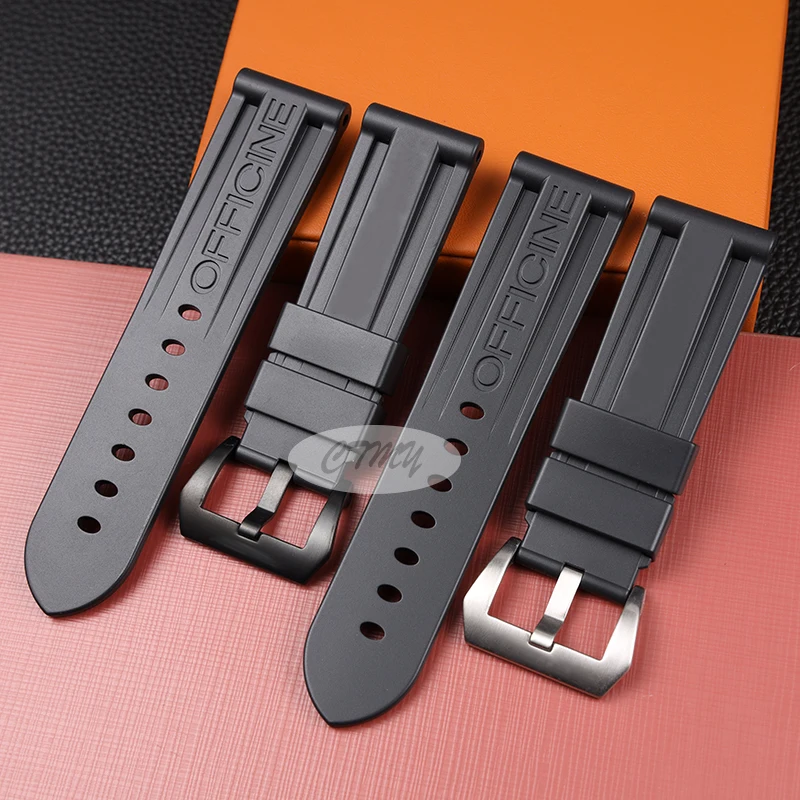 

Silicone Rubber Watchband 22mm 24mm 26mm Black Blue Red Orange White Watch Band For Panerai Strap Waterproof Tang Buckle tool