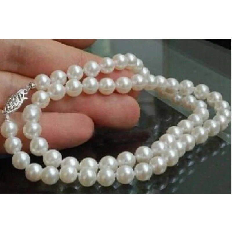 

AAA 5-6mm WHITE Freshwater Cultured PEARLS NELACE 17" FR242 Factory Wholesale price Women Giftword Jewelry