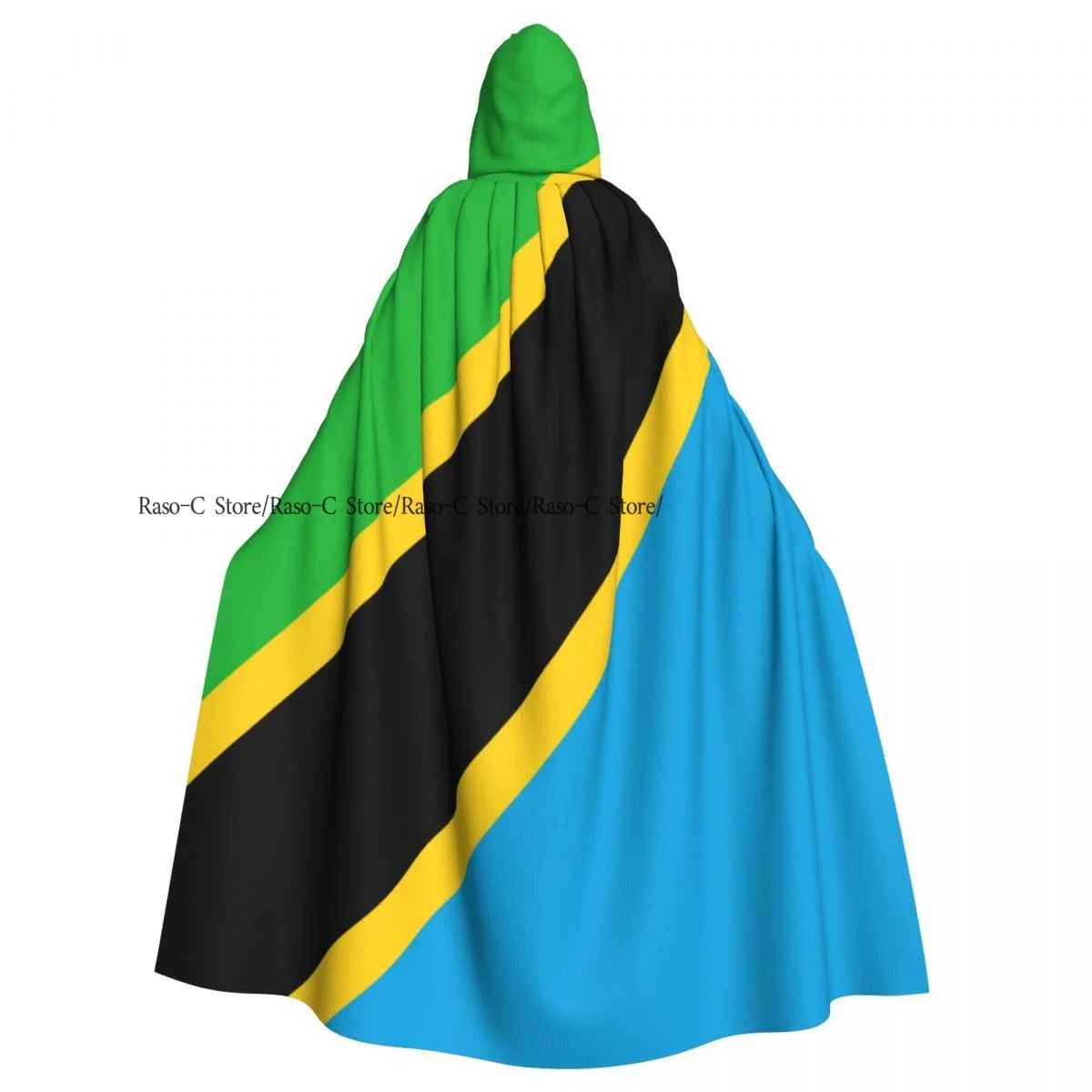 Плащ с капюшоном и флагом Танзании полиэстер унисекс накидка ведьмы аксессуар