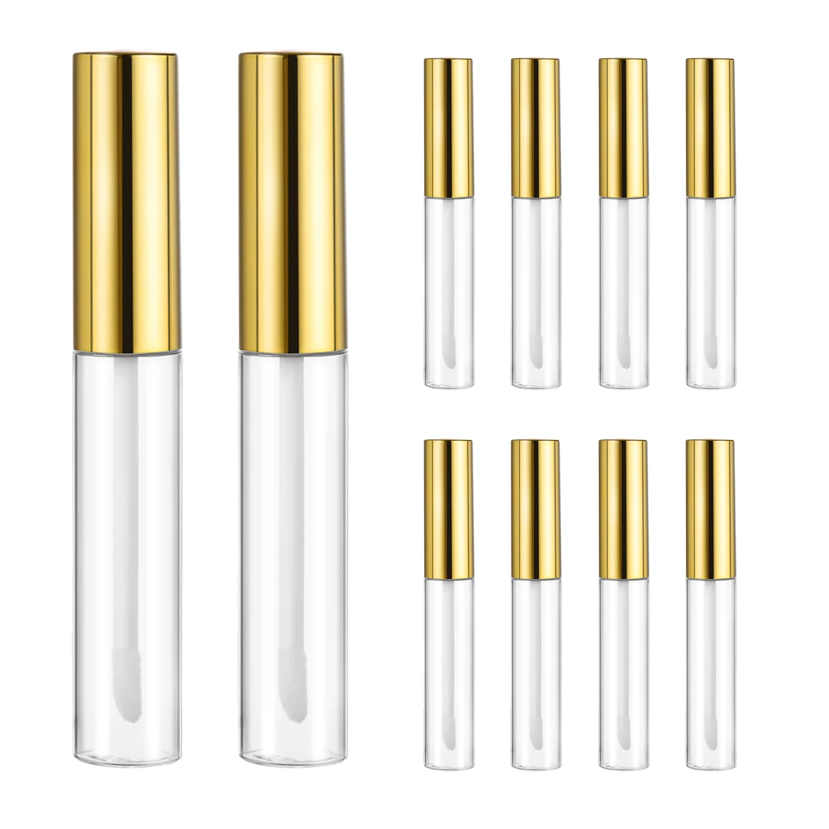 

FRCOLOR 10pcs 10ml Labial Glair Circular Tubes Empty Lip Gloss Tube Plastic Body Lip Bottle for Female (Golden)