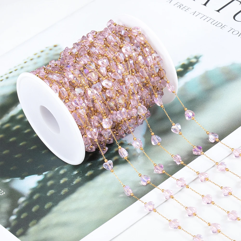 Цепочки из нержавеющей стали с кристаллами в форме сердца для девушек цепочки