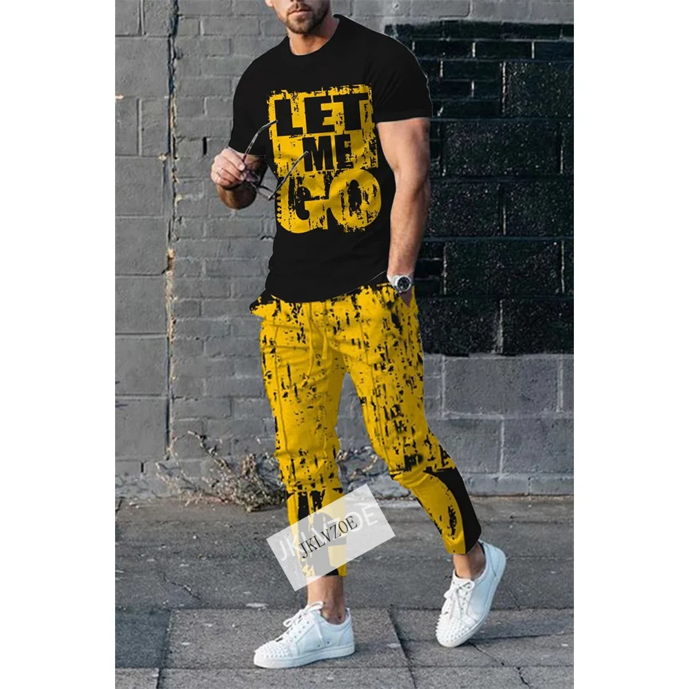 2022 New Arrival Oversized T-Shirts Joogers Outfits Men’s Two Piece Sets Casual Men Trousers Tracksuit 3D Printed Male Clothing