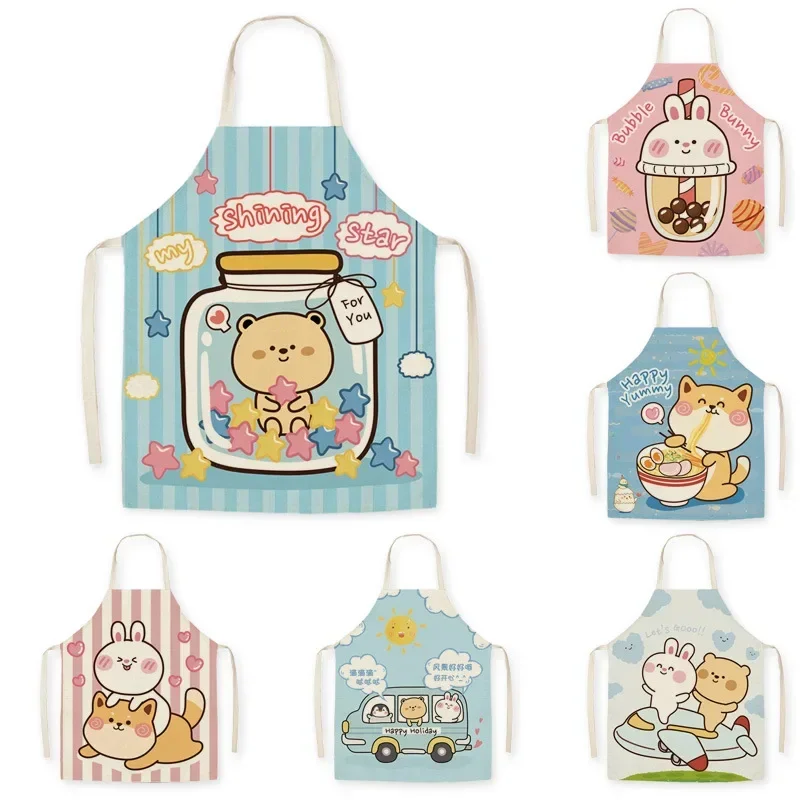 Фартуки для кухни с милым медведем взрослых и детей домашний фартук готовки