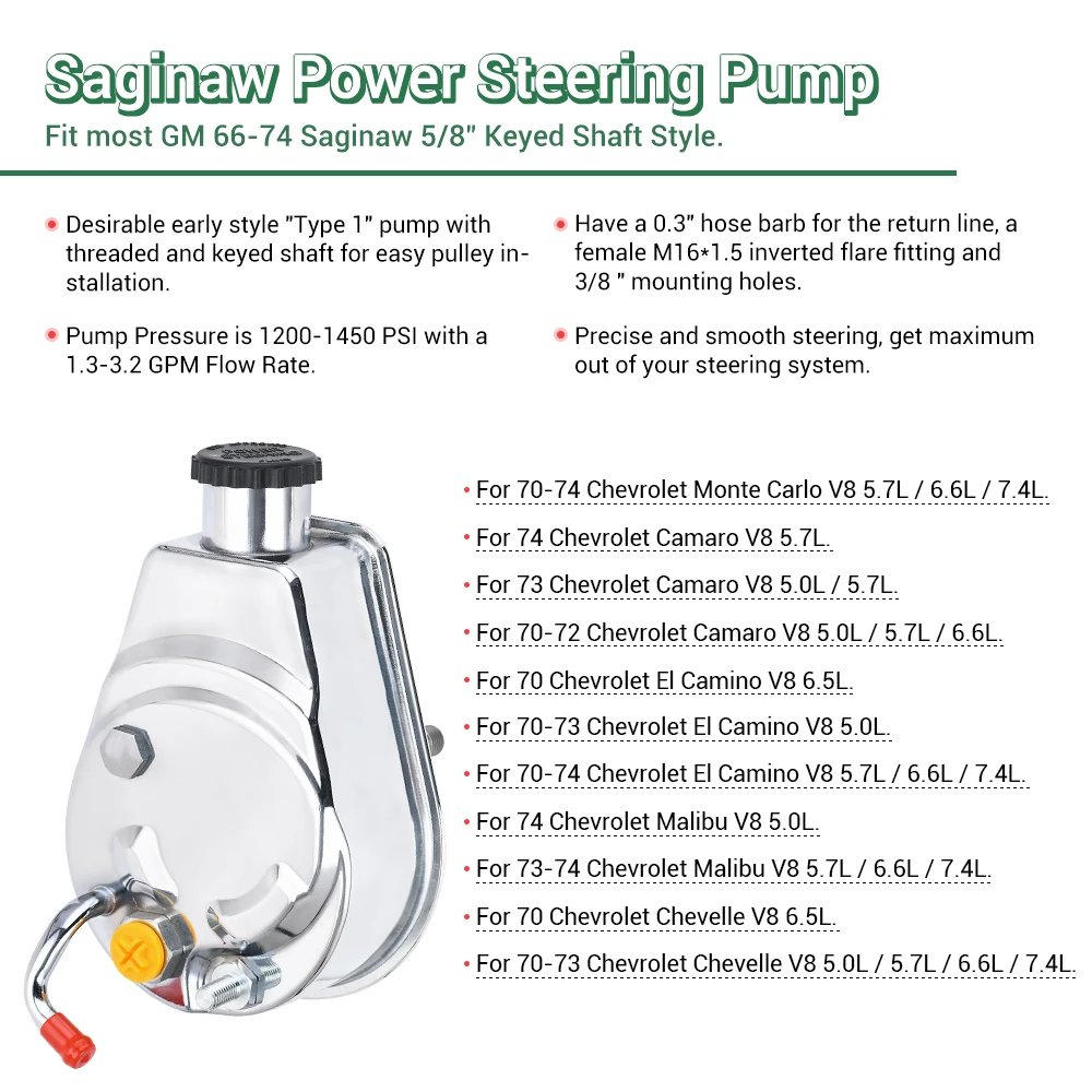 WA pompa wspomagania układu kierowniczego serii P 5/8 &quotшировой паз шкива вал хромированный