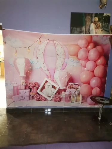 Фон для семейной фотосъемки с изображением первого дня рождения детей и