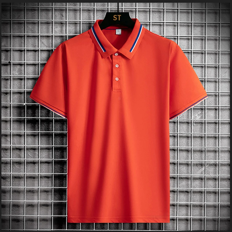 

Summer Men's Casual Short Sleeve POLO Shirts Striped Decoration Men Lapel Solid Color Fashion T-shirt Top Youth Polo Shirt S-4XL