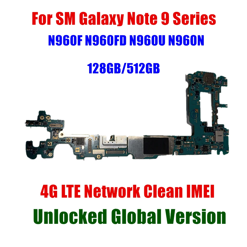 Оригинальная разблокированная материнская плата для Samsung Galaxy Note 9 N960F N960F/DS N960U 128 ГБ 512 ГБ материнская плата Android логическая плата