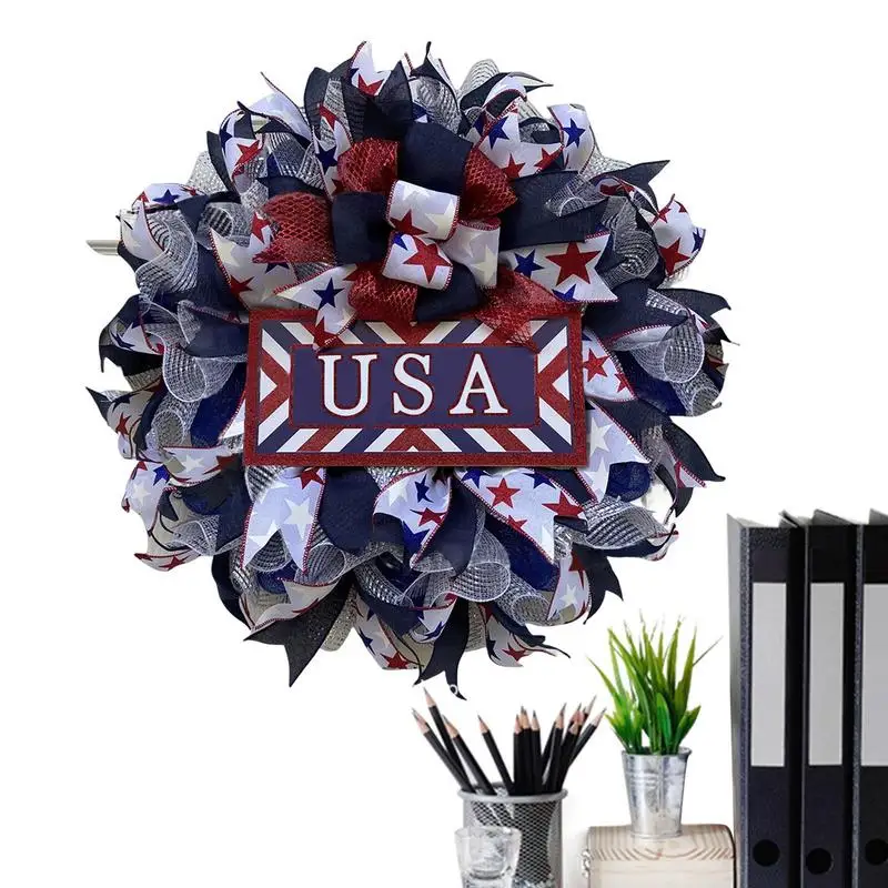 

4th Of July Wreath Wreath With Patriotic American Flag For Door Decor Independence Day Decor For School Front Door Garden Labor