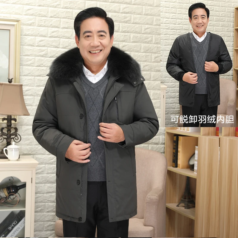 

Мужская зимняя куртка на белом утином пуху, утепленный пуховик, Модное теплое пальто с воротником со старыми воротниками для сохранения теп...