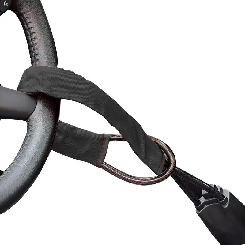 

Car Steering Wheel Lock Seat Belt Anti-theft Lock Auto Steering Wheel Wire Rope Lock With 2 Keys For Most Cars Vehicles SUVs