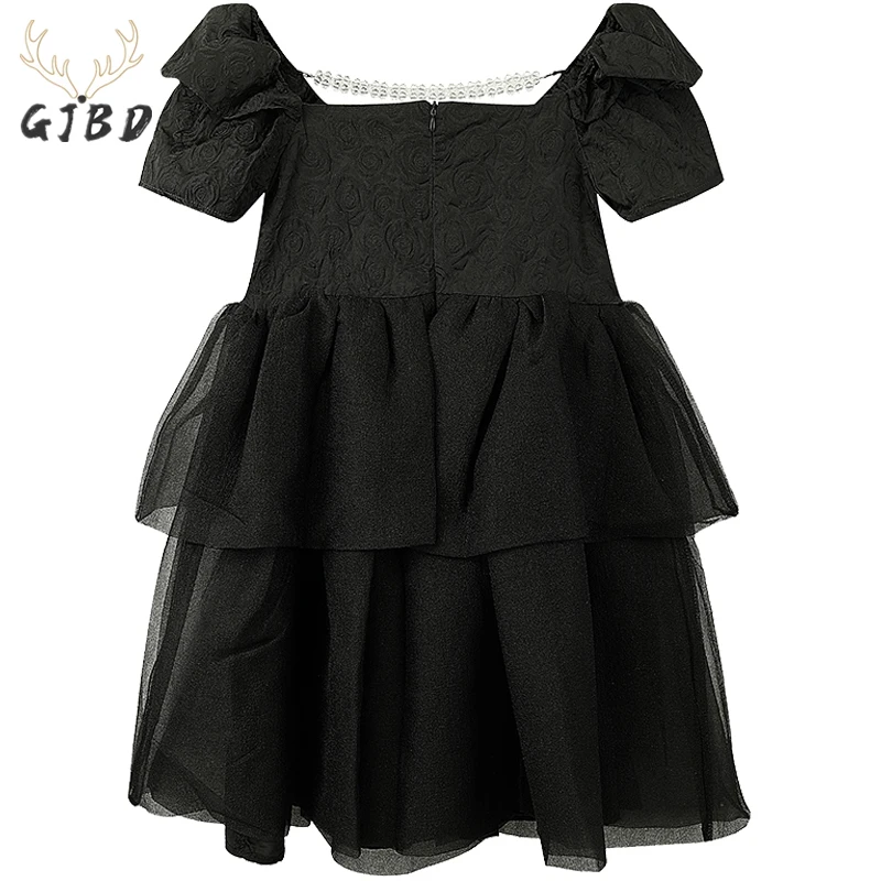 

Women Black Dress Vintage Square Neck Mesh Patchwork Puff Short Sleeve Casual Fashion High Waist Baggy Short Skirt Ladies Summer