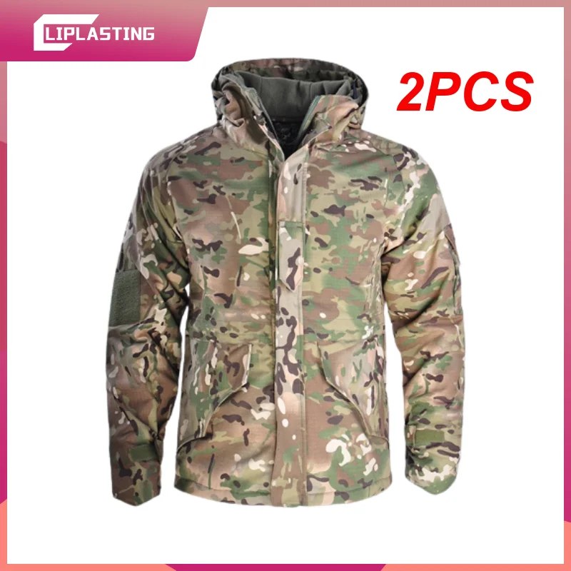 

2PCS WILD M65 Tactical Hiking Camping Jackets Safari Hoodie Sports Coat Men Multi-pocket Jackets Waterproof Windbreaker