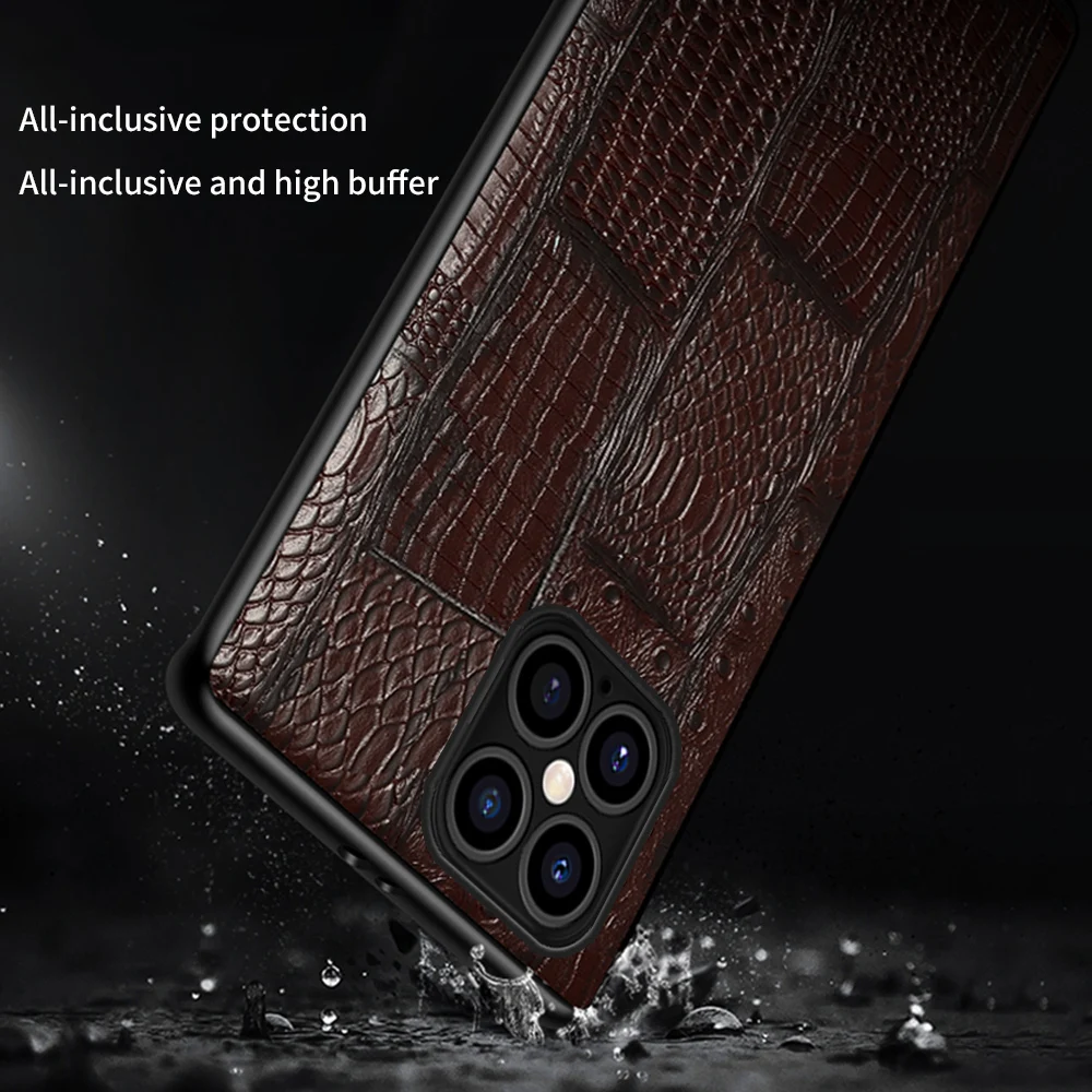 Langsidi Genuine Leather Case For Iphone 14 13 12 11 Pro Max Mini Shockproof Back Cover Fundas For Iphone Xr Xs Max Se 8 7 Plus