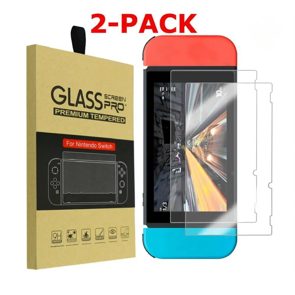 2Pcs 9H Tempered Glass Screen Protector Guard Film Cover for Nintendo Switch