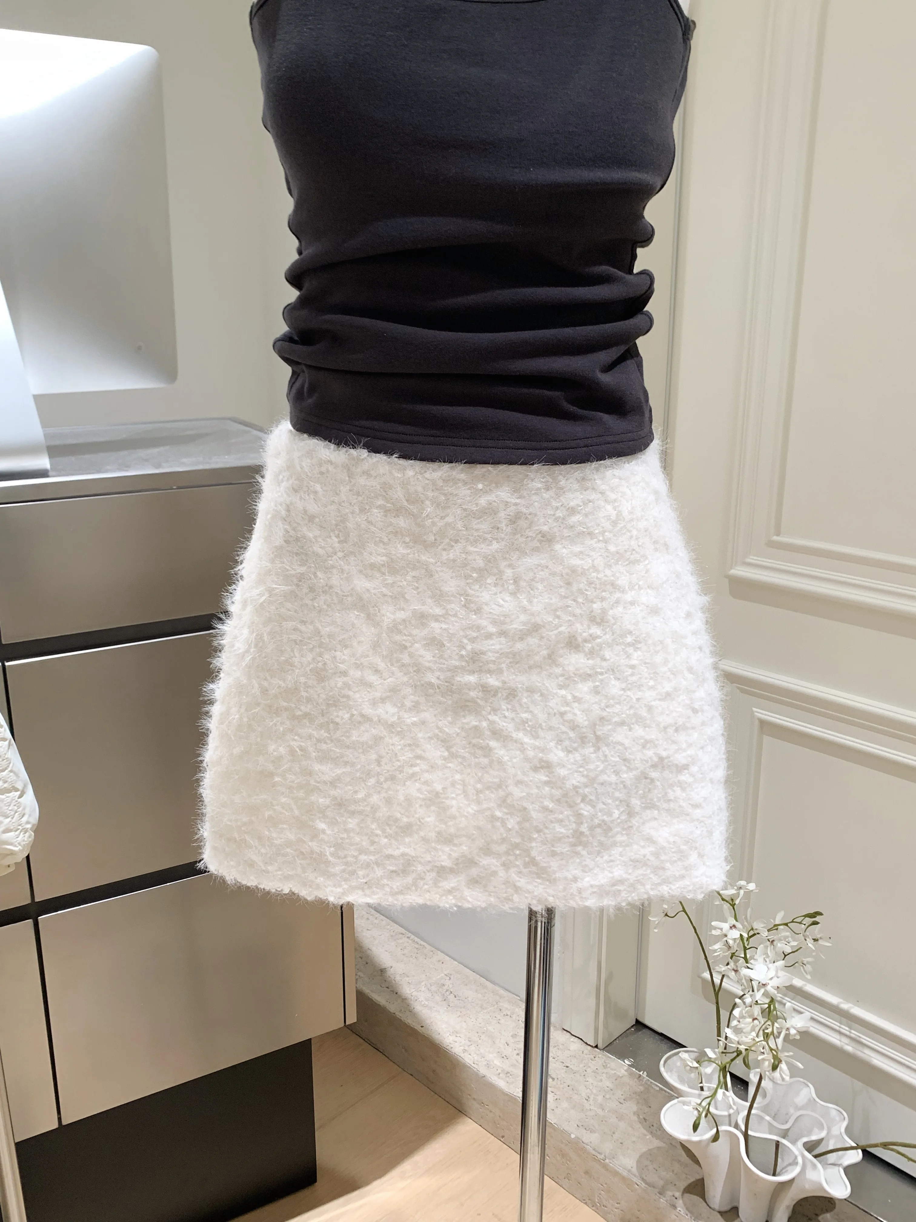 2025 женская однотонная маленькая ароматная короткая юбка с высокой талией и