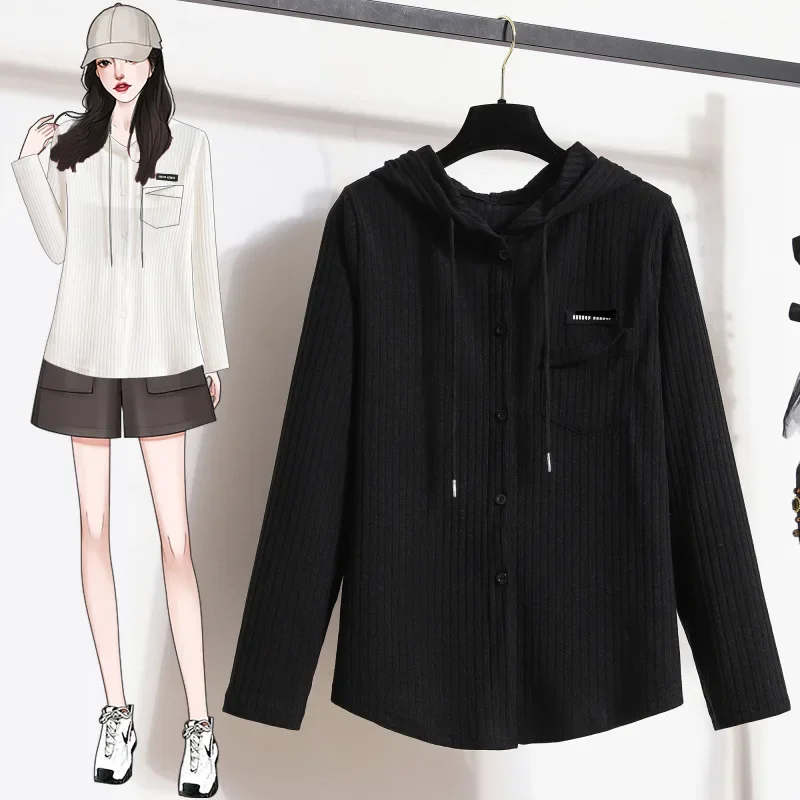 Универсальная утягивающая футболка больших размеров с капюшоном и длинными