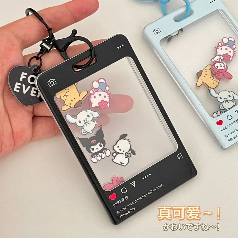 Kawaii Sanrios брелок милый Kuromi Purindog держатель для карт Hellokittys студенческая еда карта