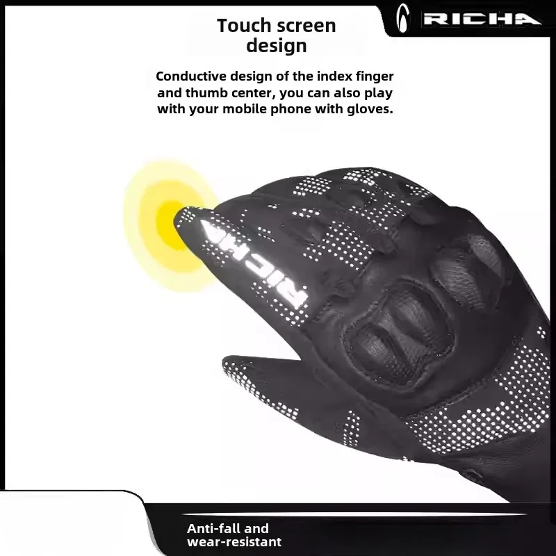 Зимние перчатки для верховой езды RICHA светоотражающие из углеродного волокна