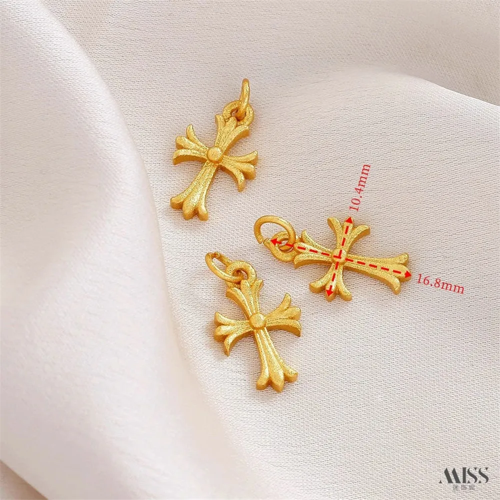 18-каратное песочное золото воздушный шар собака колокольчик циркон крест кулон