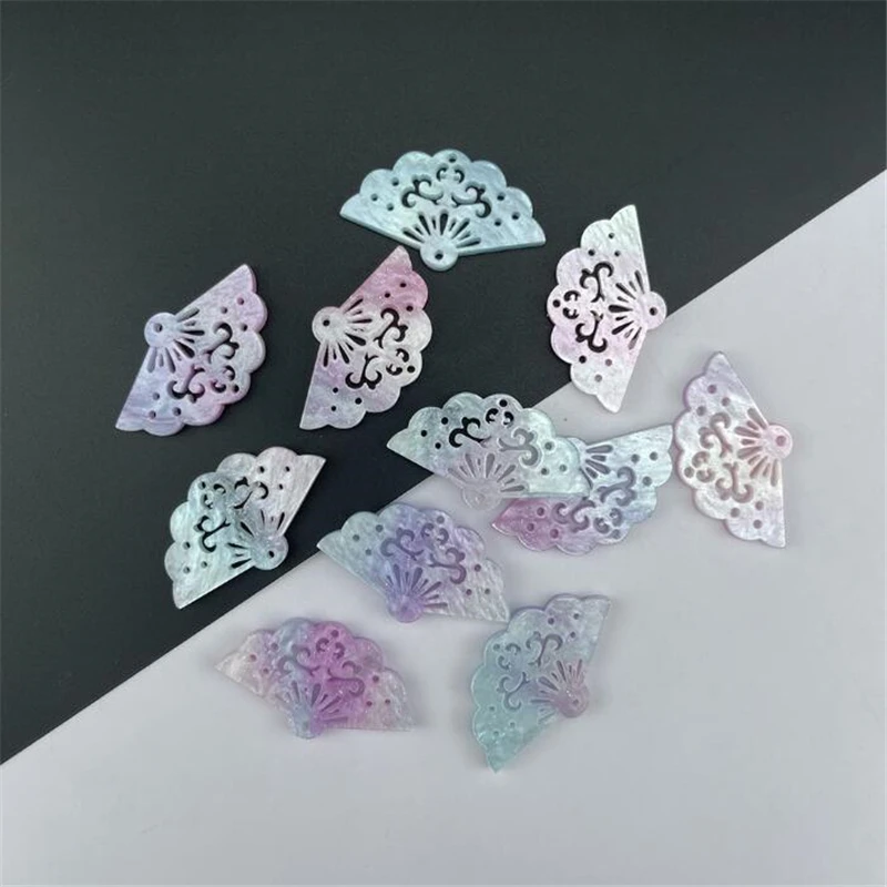 

10Pcs/Lot Acetic Acid Hollow Fan Charms Geometric Pendant Connectors Diy Earrings Hair Jewelry Making Resin Acessories Material